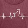 Spreadshirt Katze Silhouette EKG Herzschlag Katzenfan Frauen T-Shirt mit gerollten Ärmeln