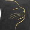 Spreadshirt Katzengesicht Zeichnung Katze Frauen T-Shirt mit gerollten Ärmeln