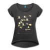 Spreadshirt Animal Planet Kraniche Zugschwarm Fly Away Frauen T-Shirt mit gerollten Ärmeln
