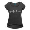 Spreadshirt Herzschlag Puls Frequenz Berge EKG Frauen T-Shirt mit gerollten Ärmeln