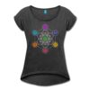 Spreadshirt Energiezentren Metatron Würfel Chakra Chakren Frauen T-Shirt mit gerollten Ärmeln