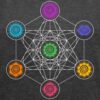 Spreadshirt Energiezentren Metatron Würfel Chakra Chakren Frauen T-Shirt mit gerollten Ärmeln