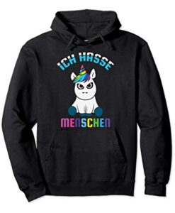 Ich hasse Menschen Einhorn Unicorn Fun Pullover Hoodie