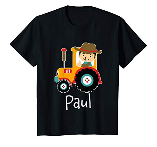 Kinder Traktor Schlepper Landwirtschaft Name Paul Geschenk T-Shirt