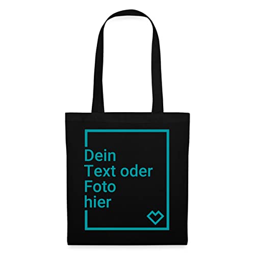 Spreadshirt Personalisierbarer Beutel Selbst Gestalten mit Foto und Text Wunschmotiv Stoffbeutel, Schwarz