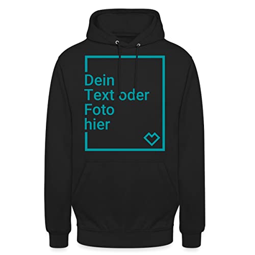 Spreadshirt Personalisierbarer Hoodie Selbst Gestalten mit Foto und Text Wunschmotiv Unisex Hoodie, XL, Schwarz