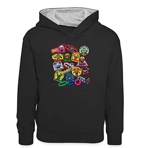 Spreadshirt Brawl Stars Charaktere Teenager Kontrast-Hoodie, 12/13 Jahre, Schwarz/Grau meliert