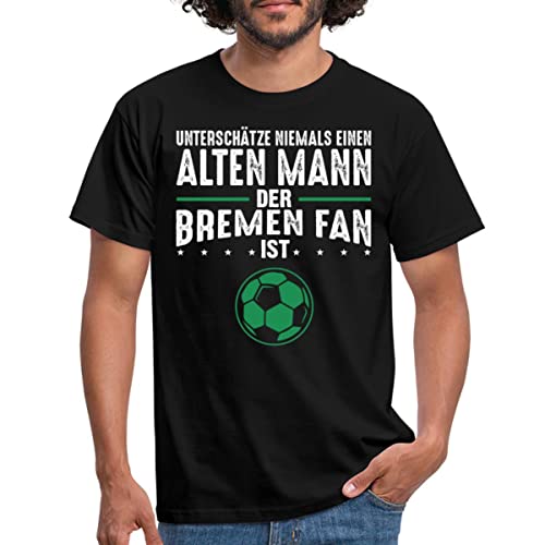 Spreadshirt Alter Mann Bremen Fan Geschenk Fußball Retro Vintage Männer T-Shirt, L, Schwarz