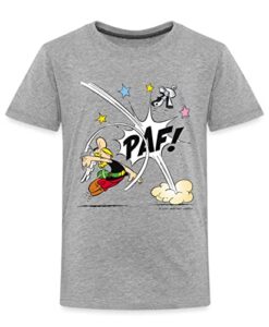 Spreadshirt Asterix & Obelix Faustschlag Von Asterix Kinder Premium T-Shirt, 134-140, Grau meliert