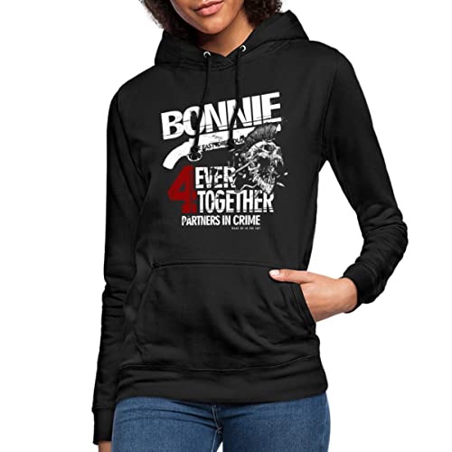 Spreadshirt Bonnie & Clyde Kostüm Partnerlook Partneroutfit Pärchen Bonnie Frauen Hoodie, M, Schwarz