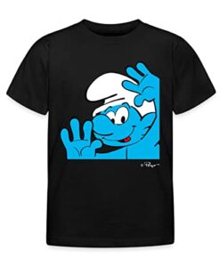 Spreadshirt Die Schlümpfe Jokey Schlumpf Überraschungsschlumpf Kinder T-Shirt, 110-116, Schwarz