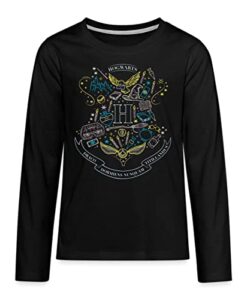 Spreadshirt Harry Potter Hogwarts Elemente Teenager Premium Langarmshirt, 146-152, Schwarz