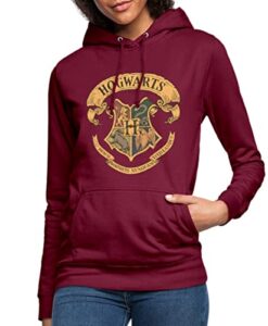 Spreadshirt Harry Potter Hogwarts Wappen Frauen Hoodie, M, Bordeaux