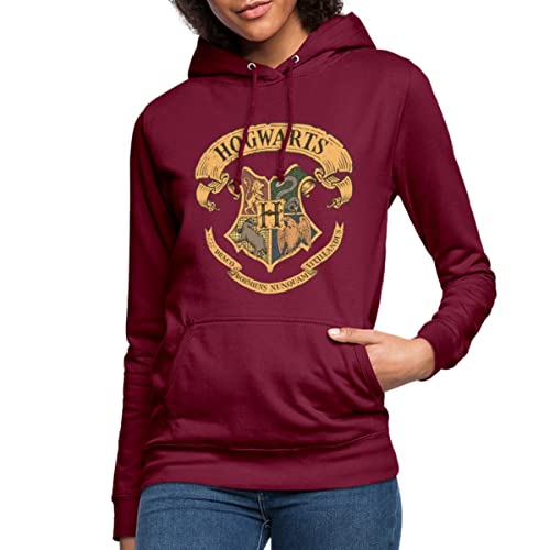Spreadshirt Harry Potter Hogwarts Wappen Frauen Hoodie, M, Bordeaux
