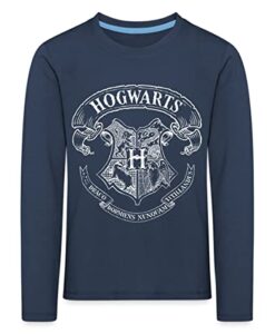 Spreadshirt Harry Potter Hogwarts Wappen Zeichnung Kinder Premium Langarmshirt, 134-140, Navy