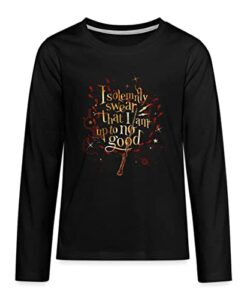 Spreadshirt Harry Potter I Solemnly Swear Spruch Teenager Premium Langarmshirt, 158-164, Schwarz