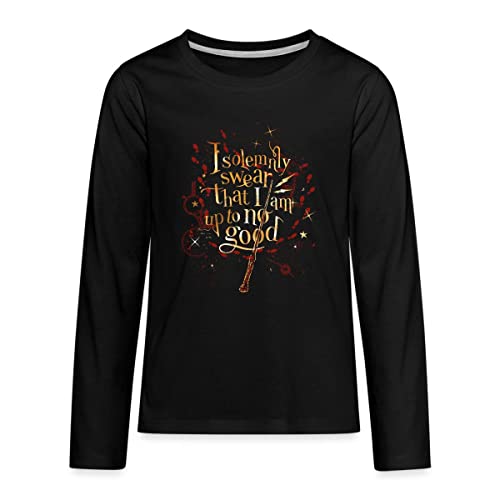 Spreadshirt Harry Potter I Solemnly Swear Spruch Teenager Premium Langarmshirt, 158-164, Schwarz