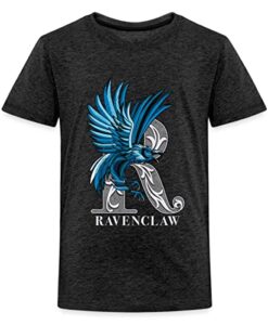 Spreadshirt Harry Potter Ravenclaw Silver Monochrom Teenager Premium T-Shirt, 158-164, Anthrazit