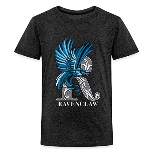 Spreadshirt Harry Potter Ravenclaw Silver Monochrom Teenager Premium T-Shirt, 158-164, Anthrazit
