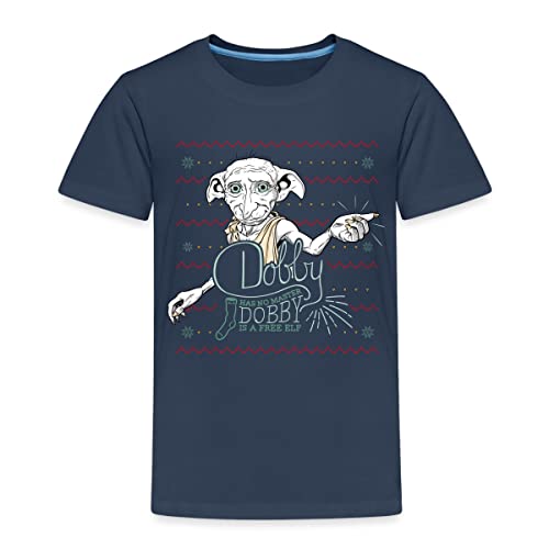 Spreadshirt Harry Potter X-Mas Dobby Weihnachtself Kinder Premium T-Shirt, 134-140, Navy