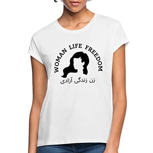 Spreadshirt Mahsa Amini Women Life Freedom Iran Protest Frauen Oversize T-Shirt, M, weiß