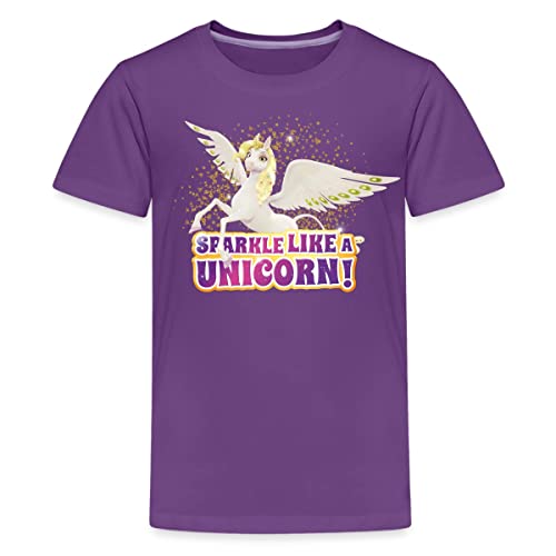 Spreadshirt Mia and Me Onchao Glitzer Wie EIN Einhorn! Teenager Premium T-Shirt, 146-152, Lila