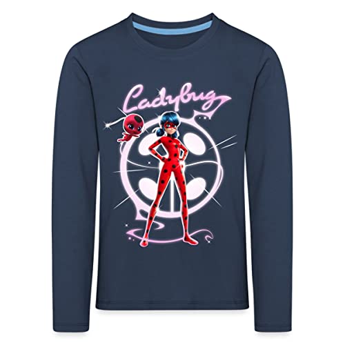 Spreadshirt Miraculous Ladybug Mit Tikki Kinder Premium Langarmshirt, 122-128, Navy