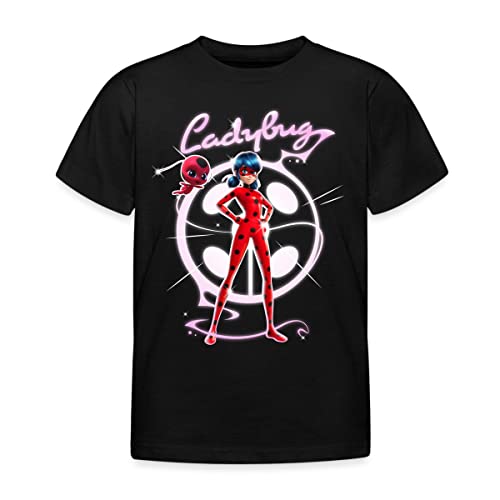 Spreadshirt Miraculous Ladybug Mit Tikki Kinder T-Shirt, 98-104, Schwarz