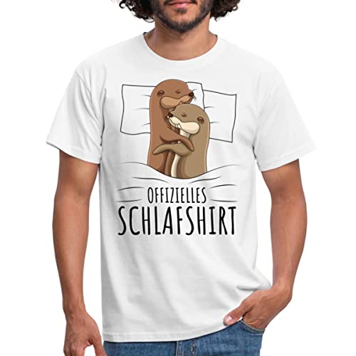 Spreadshirt Offizielles Schlafshirt Otter Männer T-Shirt, XL, weiß