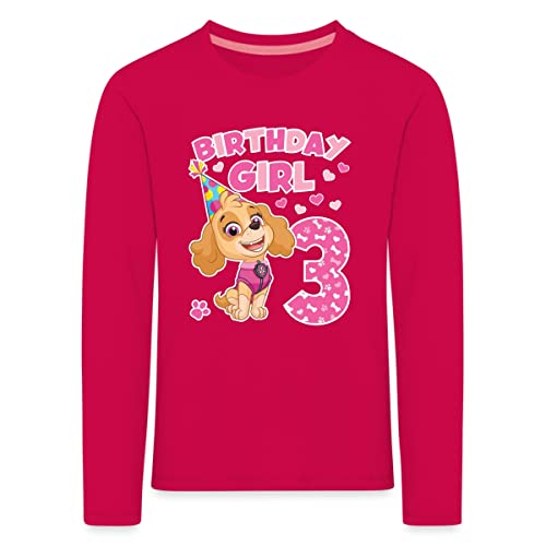 Spreadshirt Paw Patrol 3 Jahre Lustig Geschenk Geburtstag Skye Kinder Premium Langarmshirt, 98-104, Dunkles Pink