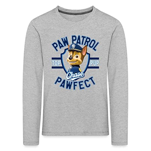 Spreadshirt Paw Patrol Chase Pawfect Kinder Premium Langarmshirt, 110-116, Grau meliert