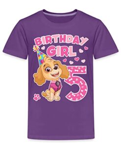 Spreadshirt Paw Patrol Geburtstag Party 5 Jahre Skye Geschenkidee Geschenk Kinder Premium T-Shirt, 122-128, Lila