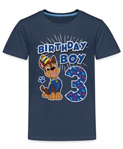 Spreadshirt Paw Patrol Geschenk 3 Jahre Alt Geburtstag Chase Kinder Premium T-Shirt, 134-140, Navy