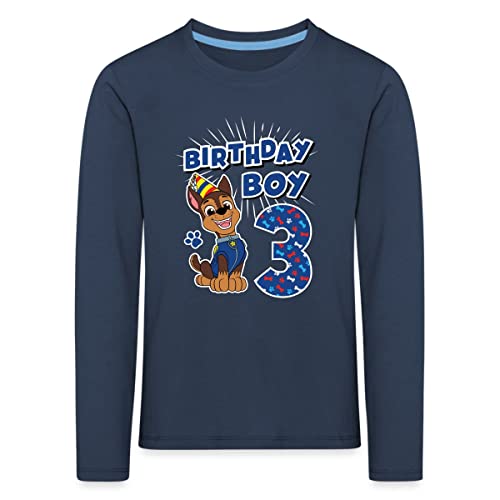 Langarmshirt, - Paw 3 Jahre Navy Geschenk Galeriemode Patrol 98-104, Kinder Geburtstag Alt Chase Premium Spreadshirt