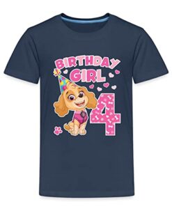 Spreadshirt Paw Patrol Geschenk 4 Jahre Alt Geburtstag Skye Kinder Premium T-Shirt, 134-140, Navy