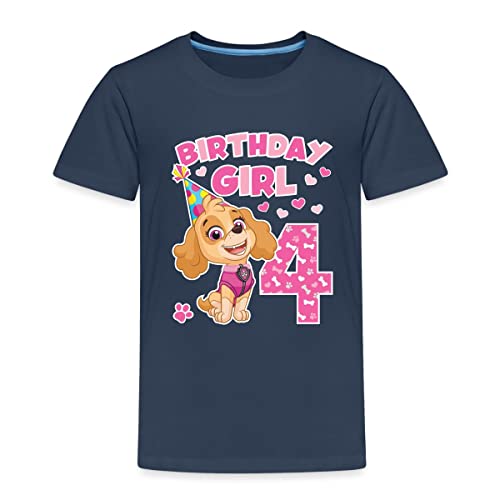 Spreadshirt Paw Patrol Geschenk 4 Jahre Alt Geburtstag Skye Kinder Premium T-Shirt, 134-140, Navy