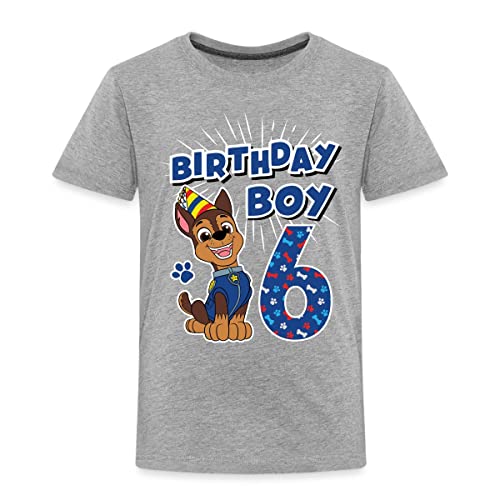 Spreadshirt Paw Patrol Geschenk 6 Jahre Alt Geburtstag Chase Kinder Premium T-Shirt, 134-140, Grau meliert