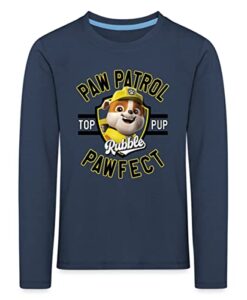Spreadshirt Paw Patrol Rubble Pawfect Kinder Premium Langarmshirt, 98-104, Navy