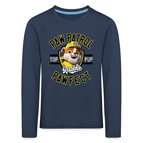 Spreadshirt Paw Patrol Rubble Pawfect Kinder Premium Langarmshirt, 98-104, Navy