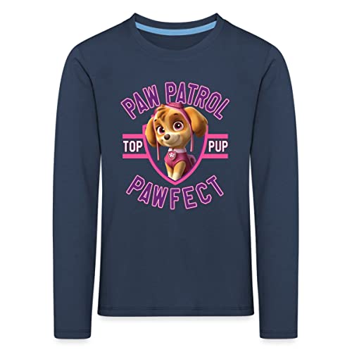 Spreadshirt Paw Patrol Skye Pawfect Kinder Premium Langarmshirt, 110-116, Navy