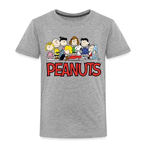 Spreadshirt Peanuts Logo Snoopy Charlie Brown Und Seine Freunde Kinder Premium T-Shirt, 134-140, Grau meliert