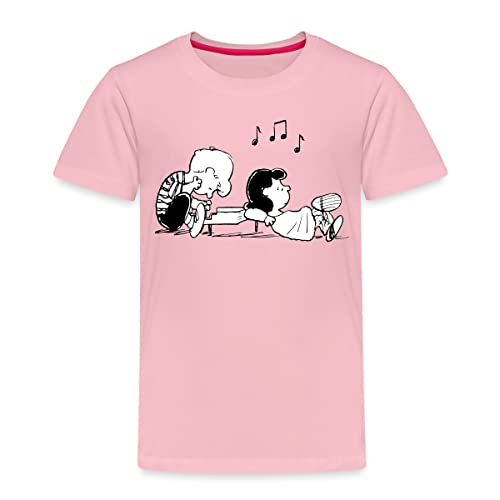 Spreadshirt Peanuts Schroeder Und Lucy Musik Piano Klavier Kinder Premium T-Shirt, 134-140, Hellrosa