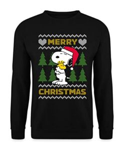 Spreadshirt Peanuts Snoopy Weihnachten Ugly Christmas Unisex Pullover, XL, Schwarz
