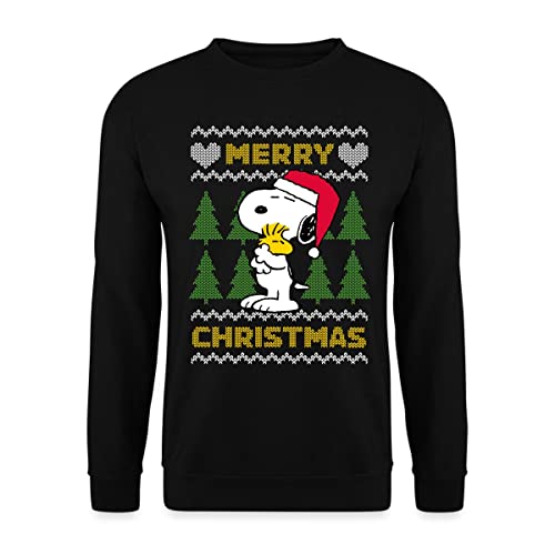 Spreadshirt Peanuts Snoopy Weihnachten Ugly Christmas Unisex Pullover, XL, Schwarz