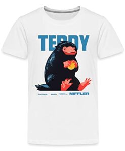Spreadshirt Phantastische Tierwesen 3 Teddy Niffler Teenager Premium T-Shirt, 158-164, weiß