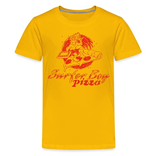 Spreadshirt Stranger Things Surfer Boy Pizza Argyle Teenager Premium T-Shirt, 158-164, Sonnengelb