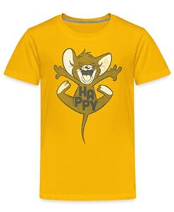Spreadshirt Tom Und Jerry Happy Jerry Kinder Premium T-Shirt, 134-140, Sonnengelb